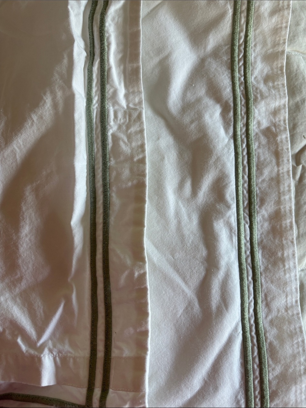 Restoration Hardware White Pillowcase set standard size with Sage Green Trim - Picture 5 of 6